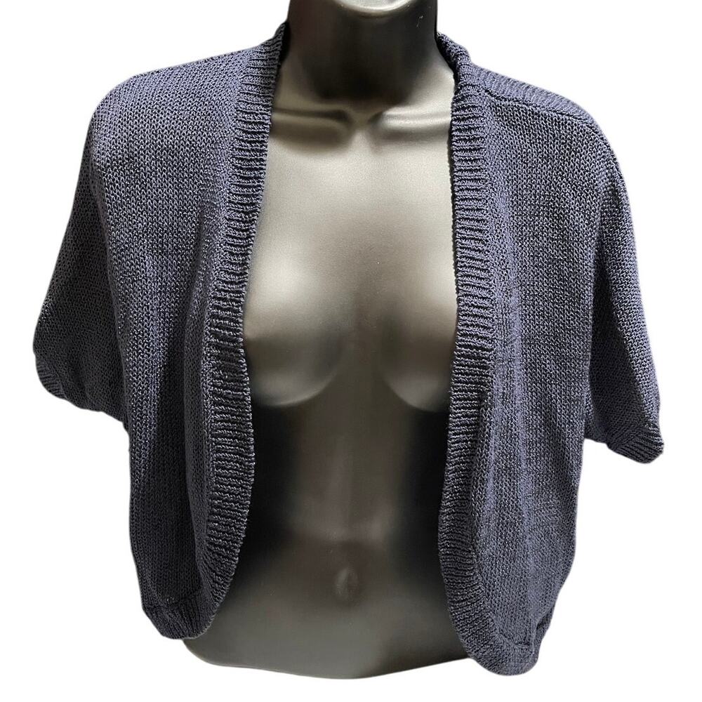 croft & barrow Navy Short Sleeve Open Knit Shrug